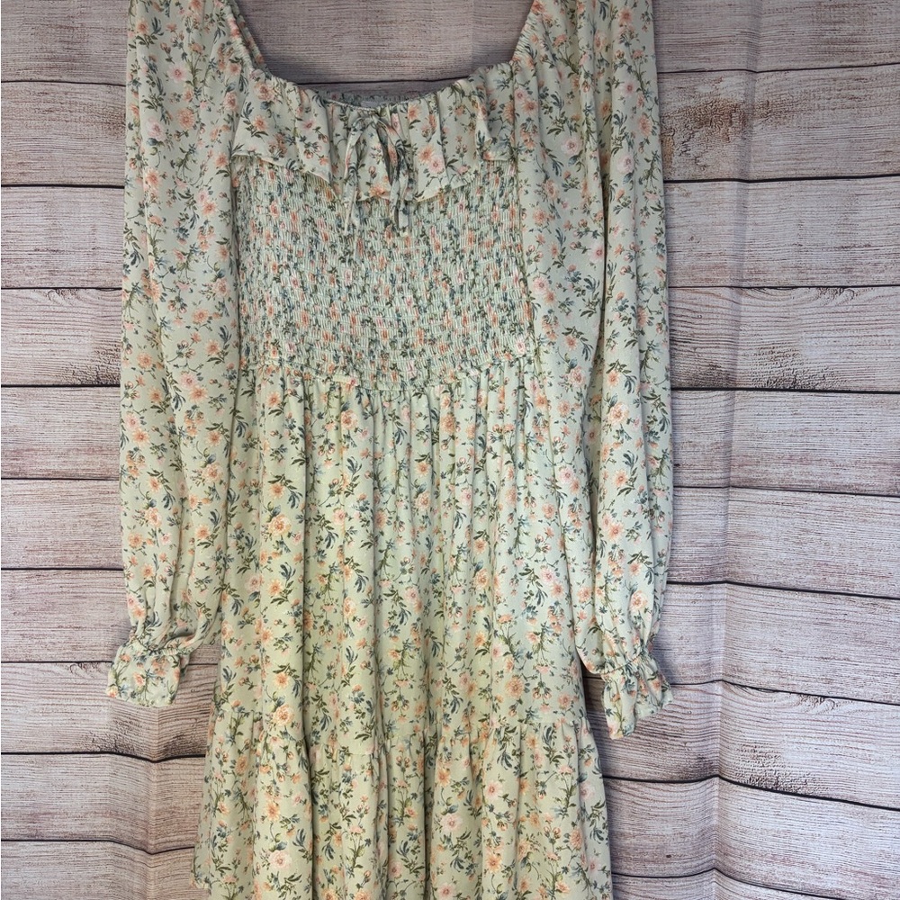 Blu Pepper Floral Green Mini Dress